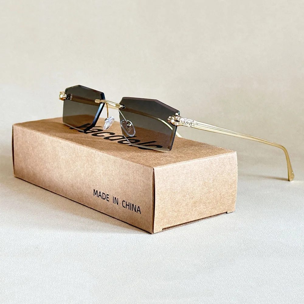 משקפי שמש ללא מסגרת לנשים מעצבים מותג יוקרה משקפי שמש לחופשה וינטאג' אוקולוס גפאס דרופשיפינג לנטס לונט – תמונה 7