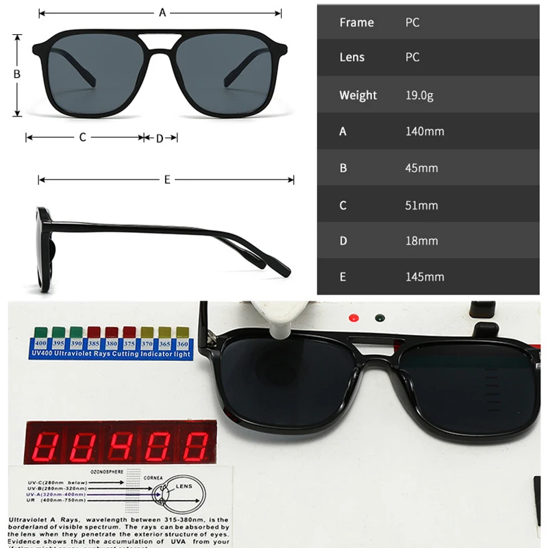 רטרו גשרים גברים משקפי שמש מרובע SALE – תמונה 4