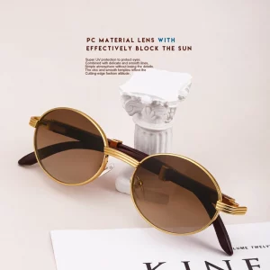 משקפי שמש אובליות נשים מגניב עץ לגברים אופנה יוקרתיים וינטאג'