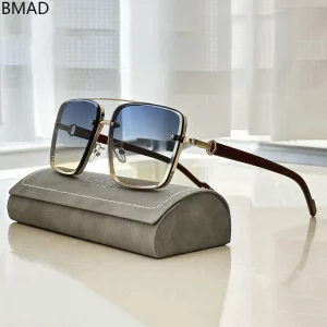 משקפי שמש ריבועיים חדשים לגברים משקפי שמש חיצוניים וינטאג' אוקולוס מעצב עץ משקפי שמש מסנני שמש עדשות נפילה Gafas