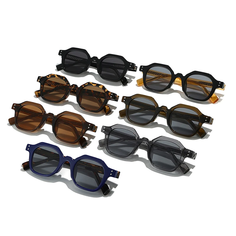 משקפי שמש גברים מרובעים בצורת מצולע רטרו לנשים SALE – תמונה 3