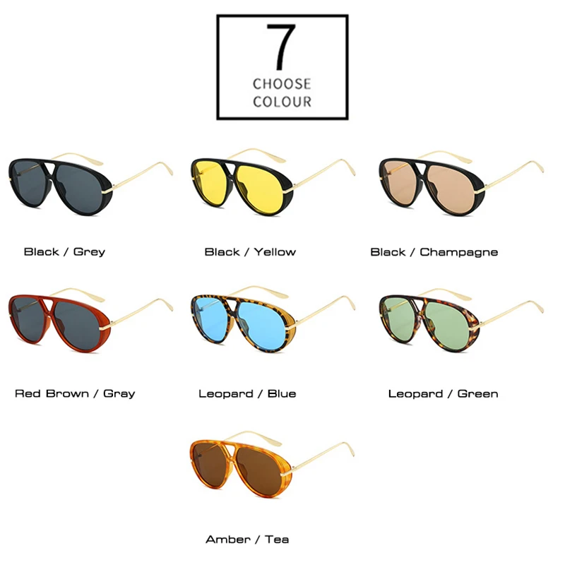 משקפי שמש גדולות עם גשר כפול בסגנון פופולרי לנשים וטייסות, בצבעי סוכריות – תמונה 9