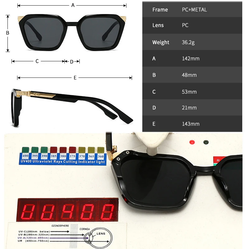 משקפי שמש נשים עין חתול צבעונית כפולה בסגנון פופולרי – תמונה 4