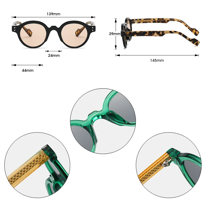 משקפי שמש נשים מעוגלות רטרו לגברים בסגנון פאנק SALE – תמונה 5