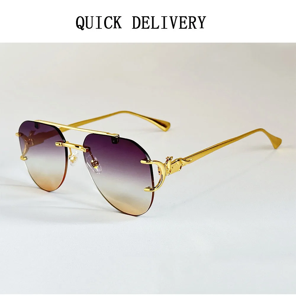 משקפי שמש חדשות בעיצוב מעוצב, משקפי שמש ללא מסגרת לנשים, משקפי חופשה וינטאג' מגמה אוקולוס חיצוניים, לנטס דרופשיפינג לונט – תמונה 4