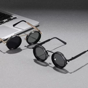 משקפי שמש רטרו עגולים לגברים בסגנון פאנק