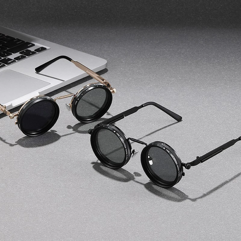 משקפי שמש רטרו עגולים לגברים בסגנון פאנק