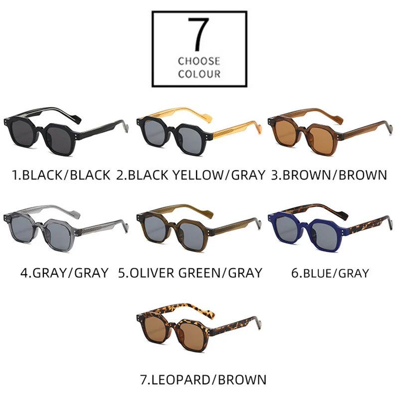 משקפי שמש גברים מרובעים בצורת מצולע רטרו לנשים SALE – תמונה 5