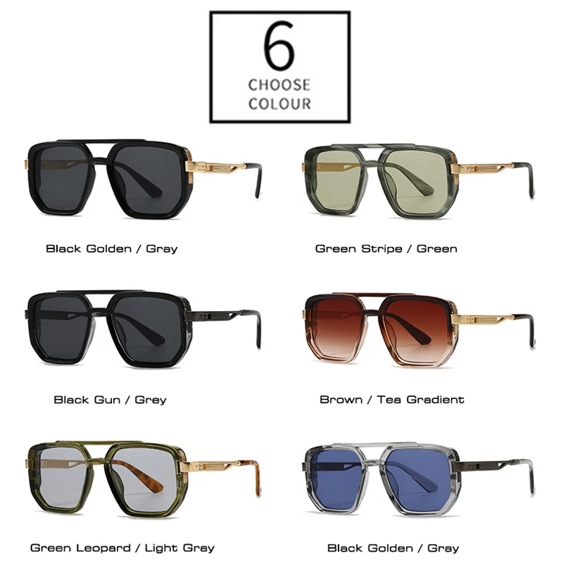 משקפי שמש ריבועיות עם גשר כפול בסגנון אופנתי פופולרי – תמונה 3