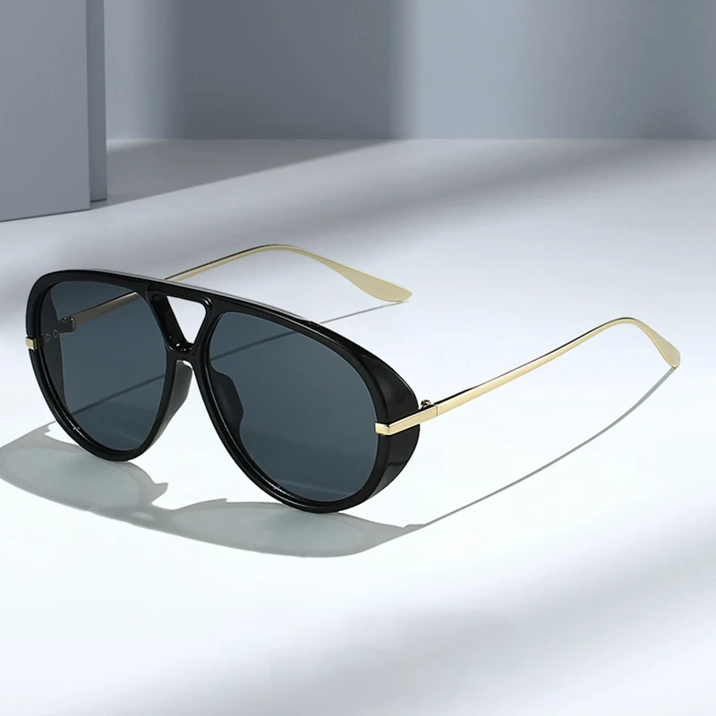 משקפי שמש גדולות עם גשר כפול בסגנון פופולרי לנשים וטייסות, בצבעי סוכריות – תמונה 7