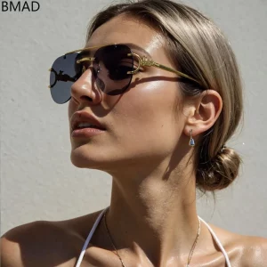 משקפי שמש חדשות בעיצוב מעוצב, משקפי שמש ללא מסגרת לנשים, משקפי חופשה וינטאג' מגמה אוקולוס חיצוניים, לנטס דרופשיפינג לונט