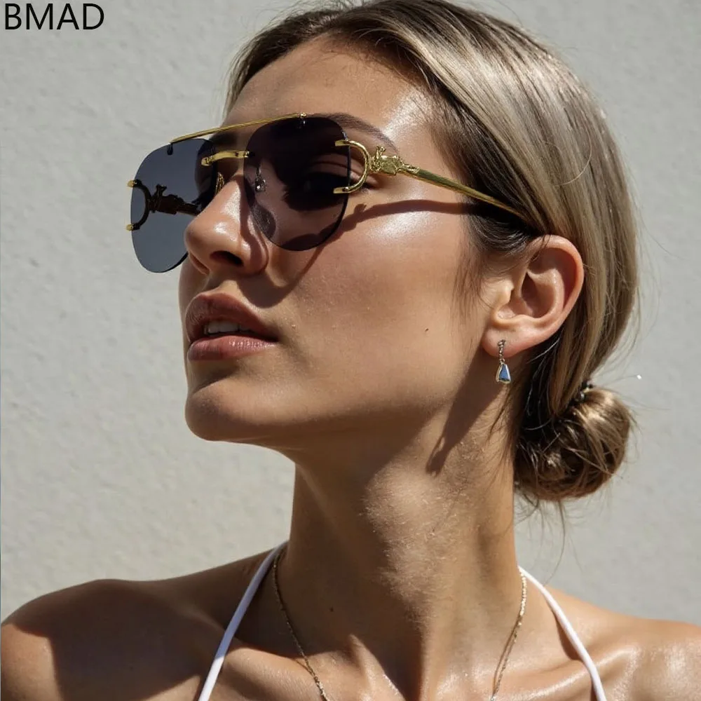 משקפי שמש חדשות בעיצוב מעוצב, משקפי שמש ללא מסגרת לנשים, משקפי חופשה וינטאג' מגמה אוקולוס חיצוניים, לנטס דרופשיפינג לונט
